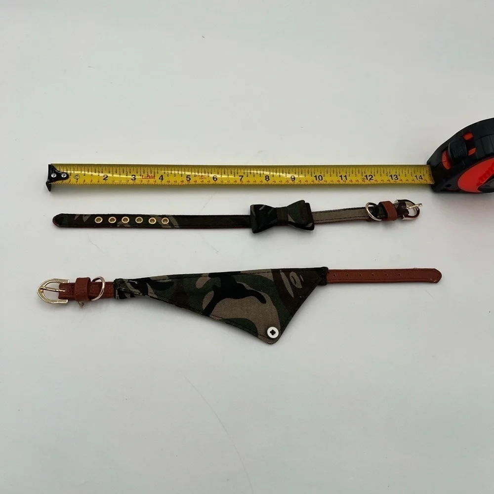 2PCS Bow Tie Dog Collar and Bandana Set for Small Dogs and Puppies